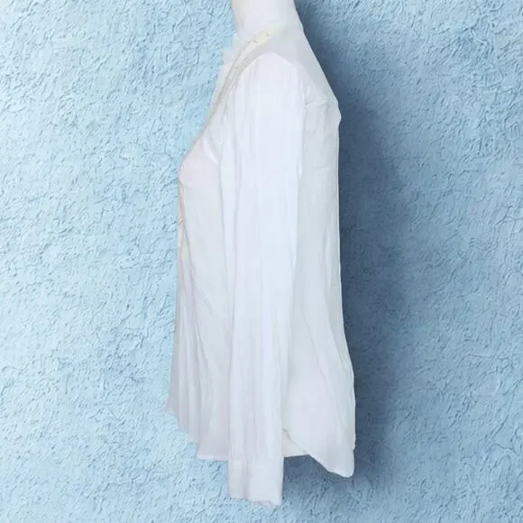 Anthropologie / Leifsdottir White Embroidered Bib-Front Blouse – Women Size 2 - Picture 5 of 9